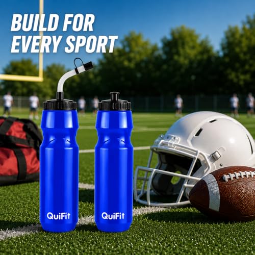 QuiFit Lacrosse Water Bottle with Long Straw
