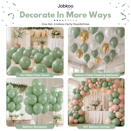 Image of Jobkoo Sage Green Balloons 12 Inch, Eucalyptus Olive Vintage Green Balloon