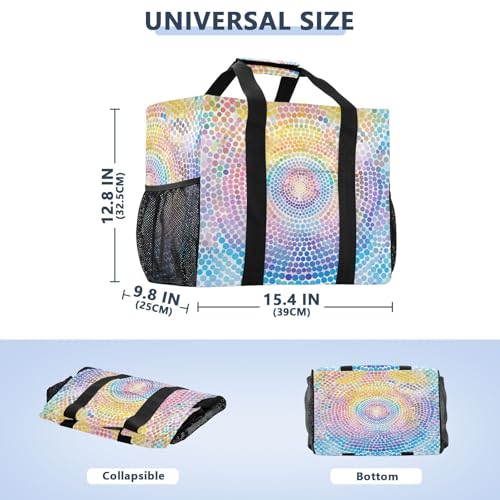 YETTASBIN Mandala Large Foldable Travel Tote Bag, Lightweight Waterproof Swim Pool Bag with Handles & Pocket for Beach Outdoor, Reusable Grocery Bag for Kitchen, Shopping3