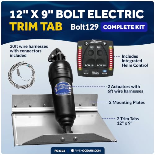 Image of Bolt Electric Trim Tab System 12 inch x 9 inch, Complete Kit BOLT129, 12V DC - FO4322