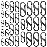 DEXIFUXI 30 Stück S Karabiner Schlüsselanhänger Set 8 Form Aluminiumlegierung Karabiner Klein Metall Doppelkarabiner Wasserdicht, für Zuhause, Wanderungen Freien, Angeln, Camping, Reisen usw—Schwarz