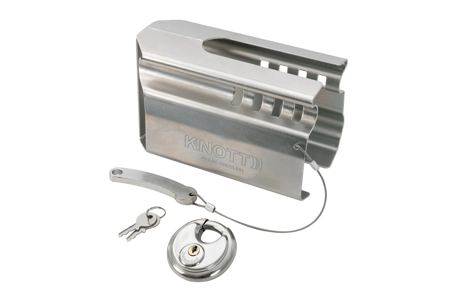 KNOTT Antivol d'Attelage Universel 400355.001 pour Remorque, Protection Robuste en Acier Galvanisé contre le Vol, Verrou de Sécurité Catch Lock pour Tête d'Attelage Standard
