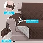 U-NICE HOME Loveseat Sofa Cover Reversible Couch Cover for Dogs with Elastic Straps Water Resistant Furniture Protector for Pets Couch Cover for 2 Cushion Couch (Loveseat, Coffee/Beige) - Image 3