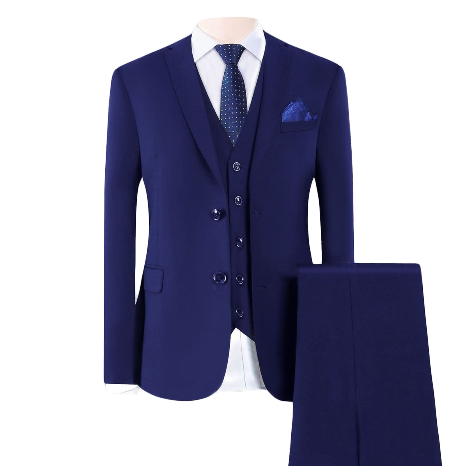 BLUE BLUE ネイビー ３ピース セットアップ M Amazon.com: Maiyifu-GJ 3 Pieces Suits for Men Slim Fit One Button