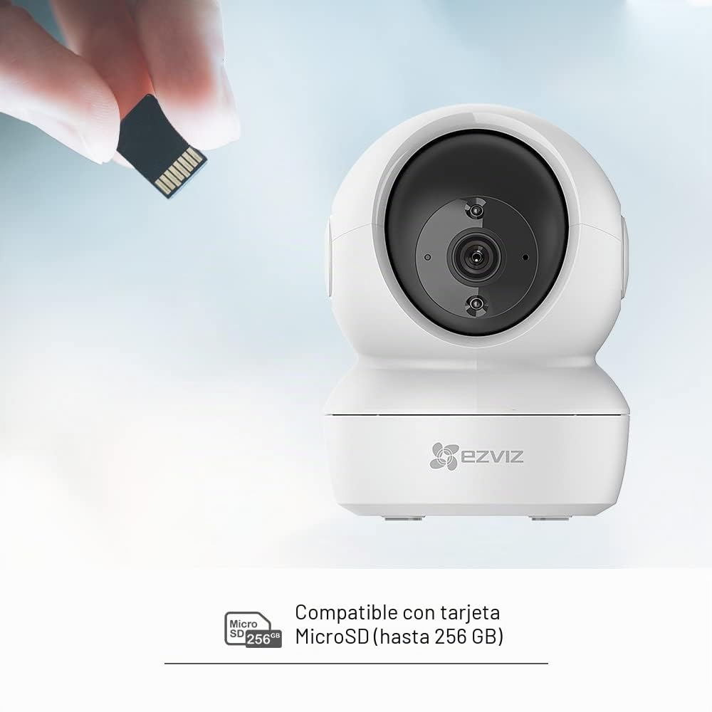EZVIZ H6c - Cámara de seguridad PTZ Full HD para interiores Smart Home Security con seguimiento de 2 MP, visión nocturna inteligente, seguimiento automático de movimiento WiFi, compatible con tarjeta