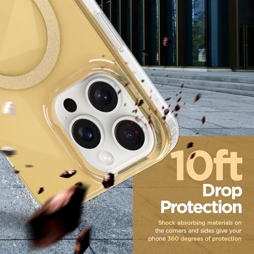 Image of Magnetic Case for iPhone 16 Pro Max [Compatible with Magsafe] [Anti-Yellowing] [1 Screen Protector] Shockproof Slim Iridescent Sparkly Case for iPhone 16 Pro Max 6.9 inch 2024, Gold