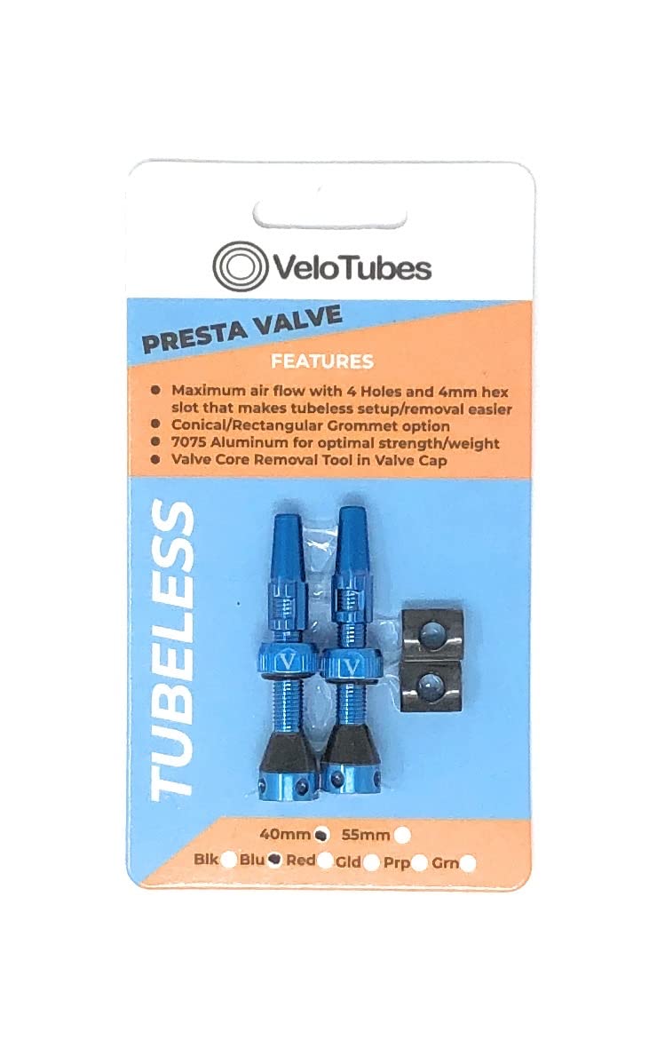 VeloTubes Tubeless Valve Stems FR11D, 40mm Blue