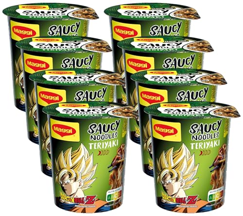 Maggi Magic Asia Saucy Noodles Teriyaki Cup, Dragonball Edition (Abbildung kann abweichen), 8er Pack (8 x 75 g)