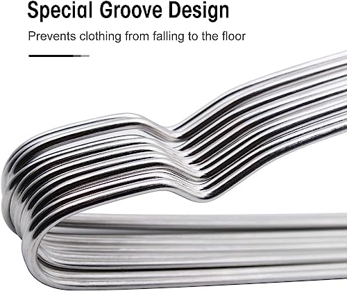 Metluck 40 Pack Clothes Hangers Stainless Steel Strong Wire Metal Hangers Coat Hangers Standard Suit Hangers, Great For Daily Use -17.7 Inch, Silver #TOP3