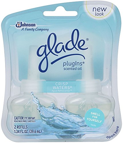 Glade PlugIns Refills Air Freshener, Scented and Essential Oils for Home and Bathroom, Crisp Waters, 1.34 Oz, 2 Count