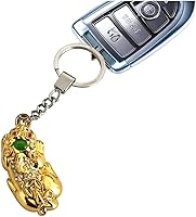 Vista 4 de Feng Shui chapado en oro Pi Yao Pi Xiu Bi Xie Llavero Amuleto Ornamento para la suerte de la riqueza, Oro