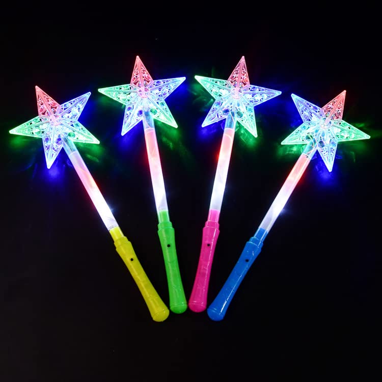 LEEMASING 5 Pcs LED Light Up Wands Magic Wand For Wedding Dance Floor Props,Reception,Concert,Camping (Pentagram)