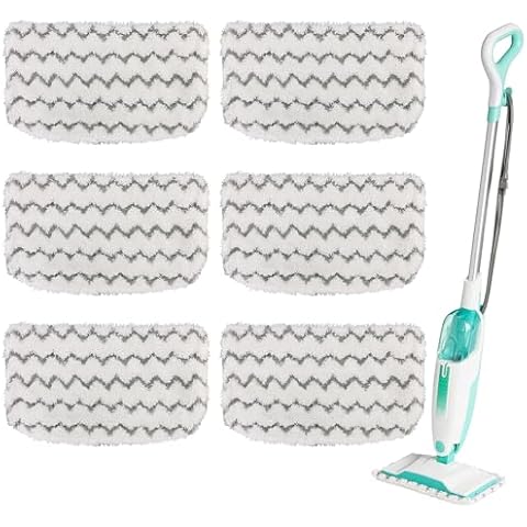 6 Pack Microfiber Steam Mop Pads Replacement for Shark Steam Mop S1000, S1000A, S1000C, S1000WM, and S1001C, Dirt Grip Cleaning Pads Cover