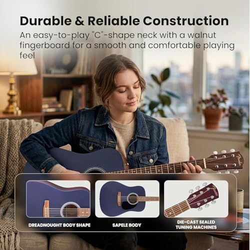 Image of Fender FA Series Dreadnought Acoustic Guitar - Saphire Blue Bundle with Gig Bag, Strings, Picks, and Austin Bazaar Instructional DVD