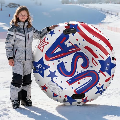 SEETOHOME Snow Tube for Sledding Heavy Duty,47' Cold-Resistant Inflatable Snow Sled for Adults with Thickened Bottom & Handles Winter Outdoor Snow Toys
