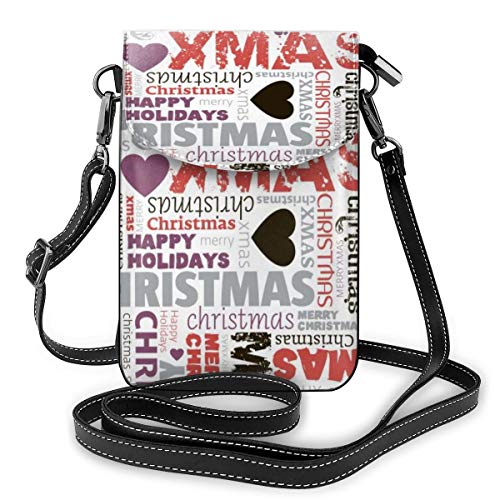 Preisvergleich Produktbild Einzigartige Landschaft Weihnachtsmuster (12) Abnehmbarer Schultergurt, schön und elegant, glänzende Augen Kleine Handy Geldbörse 4,9 x 7 0,6 Zoll