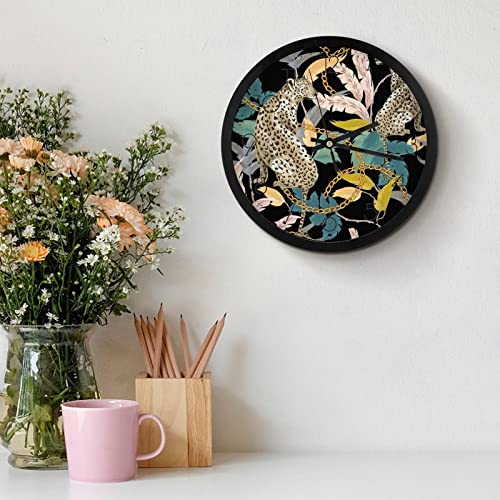 Pendule murale léopard moderne 25.4cm avec chaîne d'or pour décoration intérieure