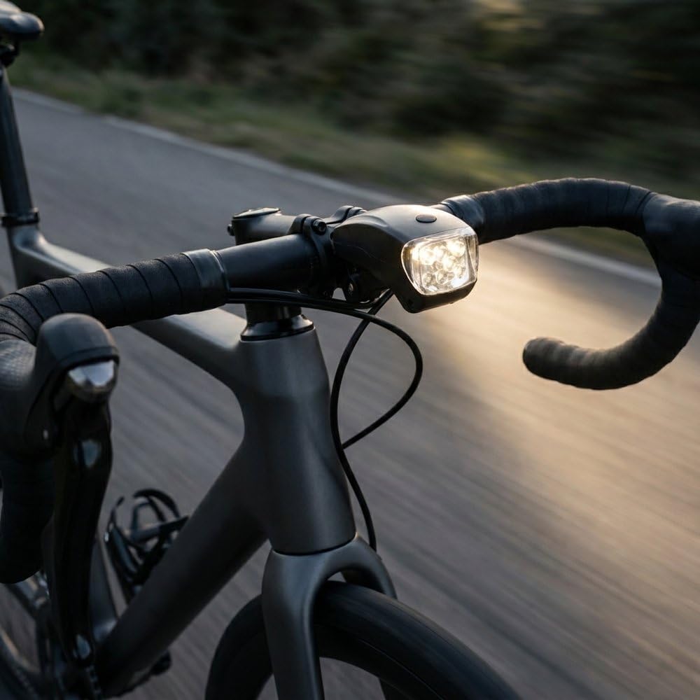 On Bike Fanale Anteriore Con 5 LED Bianchi | Luce Bici Alta Luminosità Con 2 Modalità Fisso E Lampeggiante | Attacco Universale Al Telaio O Portapacchi Con Batterie Incluse