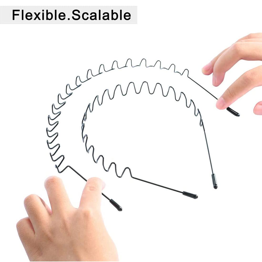 Fasce per capelli semplici in metallo antiscivolo elastiche nere unisex per uomo Donna Fascia per capelli ondulata Cerchietto per capelli primaverili Accessori per capelli alla moda  200000297