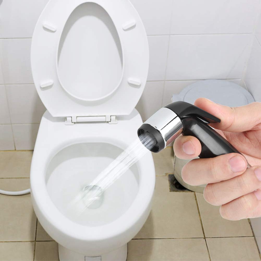 Bidet WC Auslauf Set - Hand Duschbrause Für Toilette | Schwarz/Weiß/Chrom