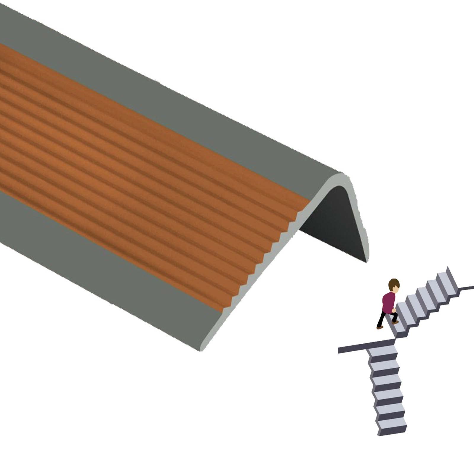 Stair Tread Edge Protectors, Step Edge Trim Rubber Strips, Customized Stair Edge Protector, Non-Slip Stair Edging Transition Strip for Outdoor Indoor Staircases Pads. (1M/39.4IN, Brown)