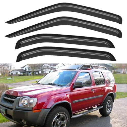 Image of Window Visors Rain Guards for 2000 2001 2002 2003 2004 Nissan Xterra, Out-Channel Window Vent Wind Deflectors Visors Shades for 00 01 02 03 04 Nissan Xterra