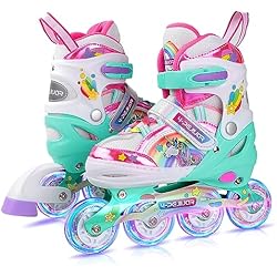 Patines Quad Niño Unicornio Patines en línea Niñas Patines 4 Ruedas para Niño Patines Roller Quad Ajustables con Ruedas Luminosas para Niñas y Niños Principiantes Regalo de Cumpleaños de Navidad