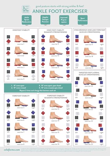 Ankle Foot Exerciser™ Workout Posters for Home - Strength Training Routine for Sprained Ankle - Plantar Fasciitis Stretcher, Ankle stabilizer, Foot Strengthener, Posture Corrector