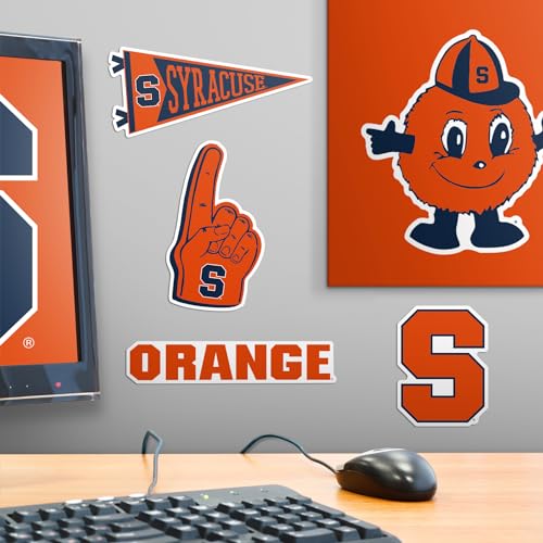 Image of Syracuse University 9ct Vinyl Sticker Pack - Large Waterproof Syracuse Orange, Block‑S, Mascot & Helmet Decals for Laptops, Water Bottles, Tablets, Scrapbooks, Vehicles & More