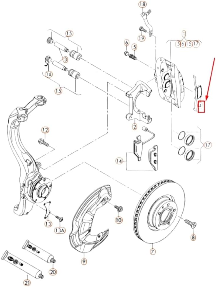 Front Brake Caliper Retaining Spring 4E0615269B Compatible With A6 C6 A8 D3 4E0 615 269 B 4E0 615 269B