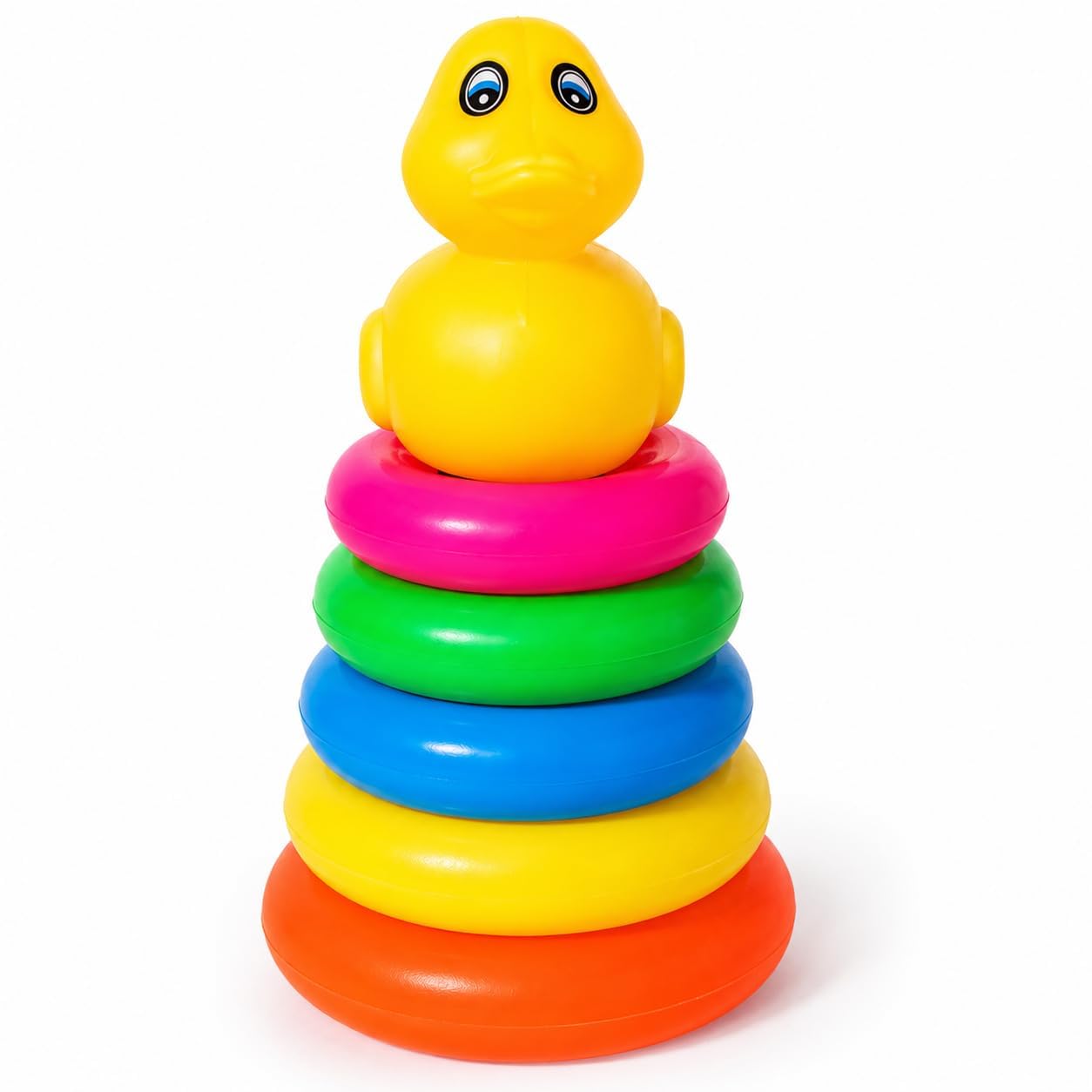 Colorful Ring Stacker Toy with Duck Topper, 4 Stackable Rings & Base, Color Sorting & Stacking Activity Toy for Toddlers, Boys & Girls, Multicolor, Pack of 1-image-6