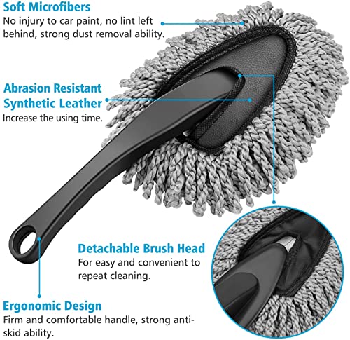 Image of ALOUD CREATIONS Microfiber Mini Car Cleaning Duster With Handle, Detailing Brush - Pack Of 1, Multicolor