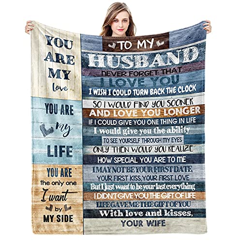 Anniversary Romantic Gifts For Him, Birthday Gifts For Husband From Wife, To My Husband Personalized Gifts For Men Ultra-Soft Throw Blanket, Wedding Father's Day Husband Gift (60 X 50 In) #TOP13