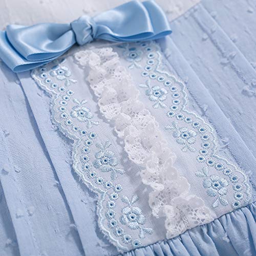 Pettigirl Girl Spring Summer Vintage Lace Ruffle Blue Boutique Clothing Toddler Kids Party Wedding Dresses with Headband3