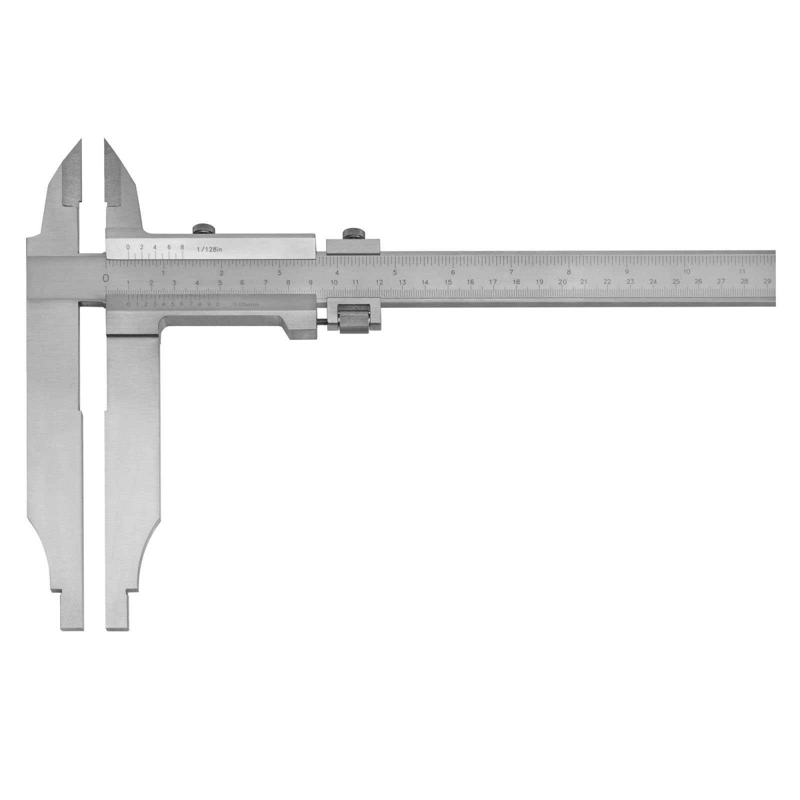 ASIMETO Werkstattmessschieber Premium 500 mm, Messerspitzen, Feineinstell. | Robuster Messschieber aus rostfreiem Stahl für Werkstatt und Industrie – Ablesung 0,05 mm, nach ISO 13385-1