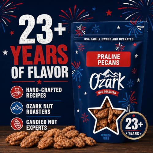 Image of OZARK NUT ROASTERS, Praline Pecans, Sweet & Creamy French-Inspired Gourmet Snacks, World-Class Gourmet Candied Nuts, Summer Gift Pack (7.0 oz)