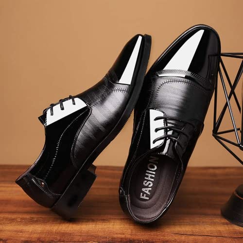 BORAMAX men's patent leather tuxedo lace-up pointed shoes business PU leather shoes casual comfortable men's suit shoes3