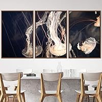 3 Piece Framed Canvas Wall Art Colorful Jellyfish Marine Life Canvas Prints Home Artwork Decoration for Living Room,Bedroom - 16
