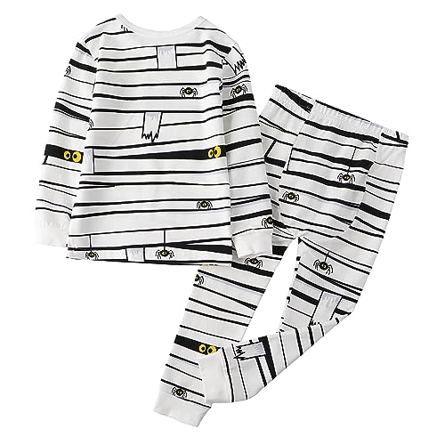 Owlivia Christmas Halloween Pajamas For Family, Organic Cotton Holiday Pjs Matching Sets(2-Piece Toddlers, 2-3T, Halloween Mummy)