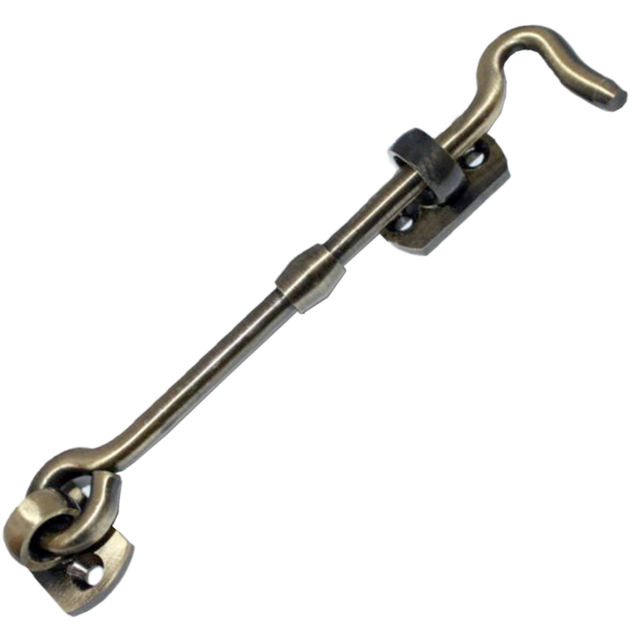 RISEOM Brass Gate Hook/Window Hook (Square-Oval Eye) Pack of 2 (5 inch, Antique Brass)-image-9