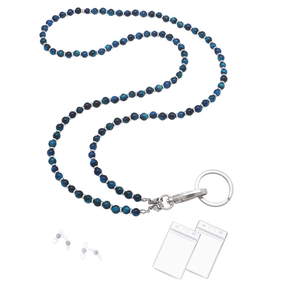 Lanyard for Women, Beaded Lanyards for ID Badges Holder Teacher Lanyard Holder Keychain Necklace Strap for Women Girls