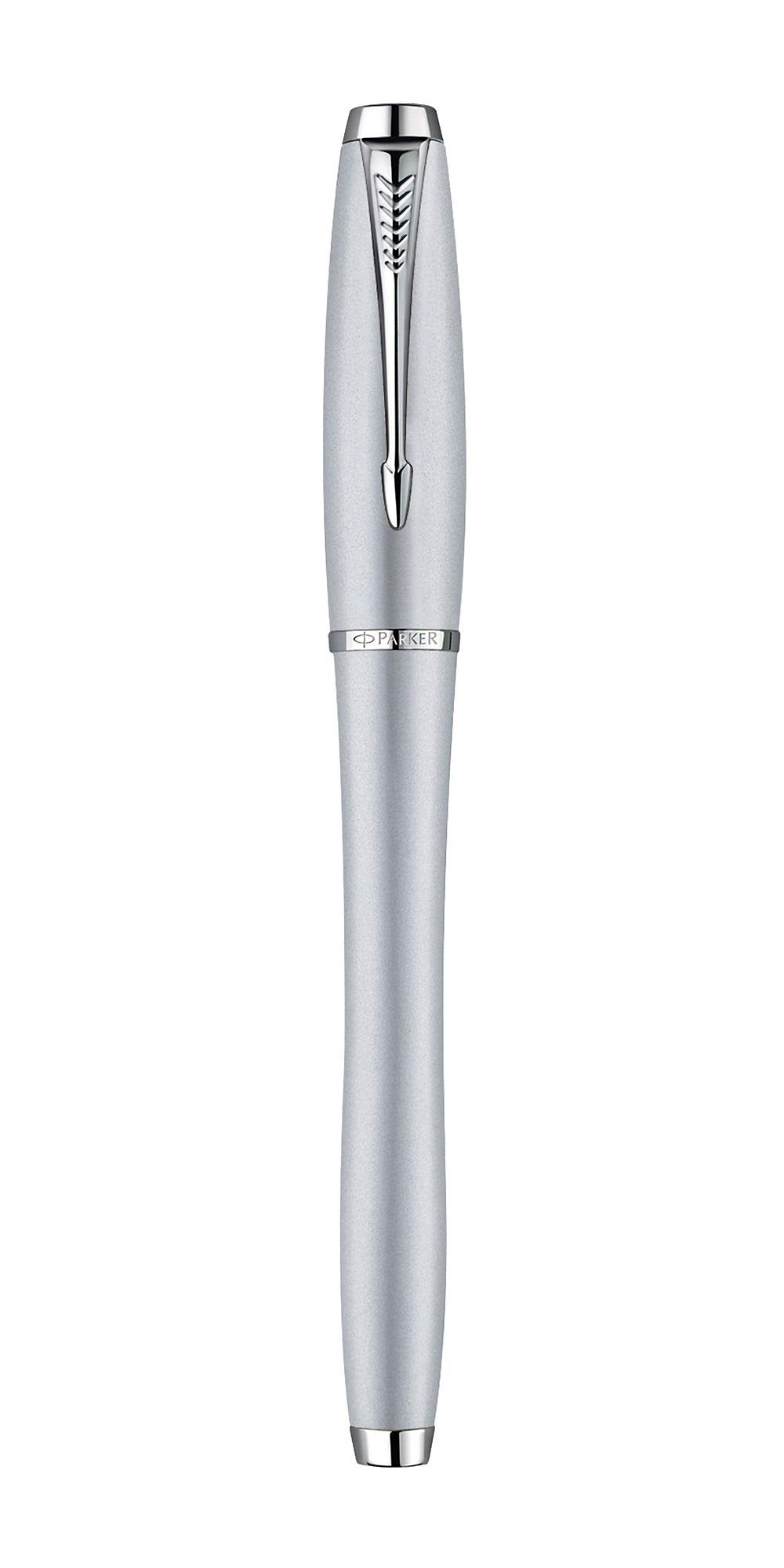 Parker Urban Fashion Stylo Roller Pointe Fine Attributs Chromés Argent