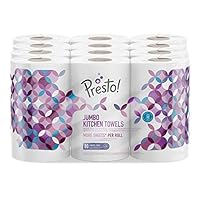 Amazon-Marke: Presto! 3-lagig Jumbo Küchenrollen, weiß, 18 Rollen, 1er-Pack