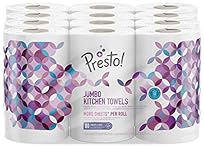 Amazon Brand - Presto! Jumbo Kitchen Roll, 3-ply, Strong and Absorbent, 12 Rolls (4 Packs of 3), 80 Sheets per Roll, 960 Co…