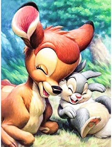 Amazon Diy 5d ダイヤモンドペインティング ナンバーキット バンビ 鹿 ウサギ 友達 キュート ラビット 丸型 フルドリル アクリル刺繍 クロスステッチ アート クラフト キャンバス インテリア 大人 子供 30x40 Cm 刺しゅうキット 通販