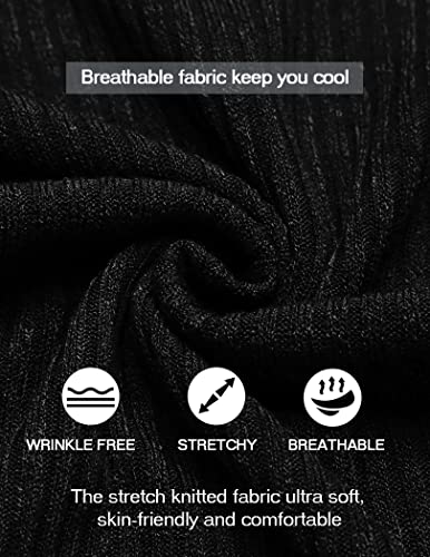 COOFANDY Men's Muscle T Shirts Stretch Short Sleeve V Neck Bodybuilding Workout Tee Shirts Ribbed Knit Shirt4