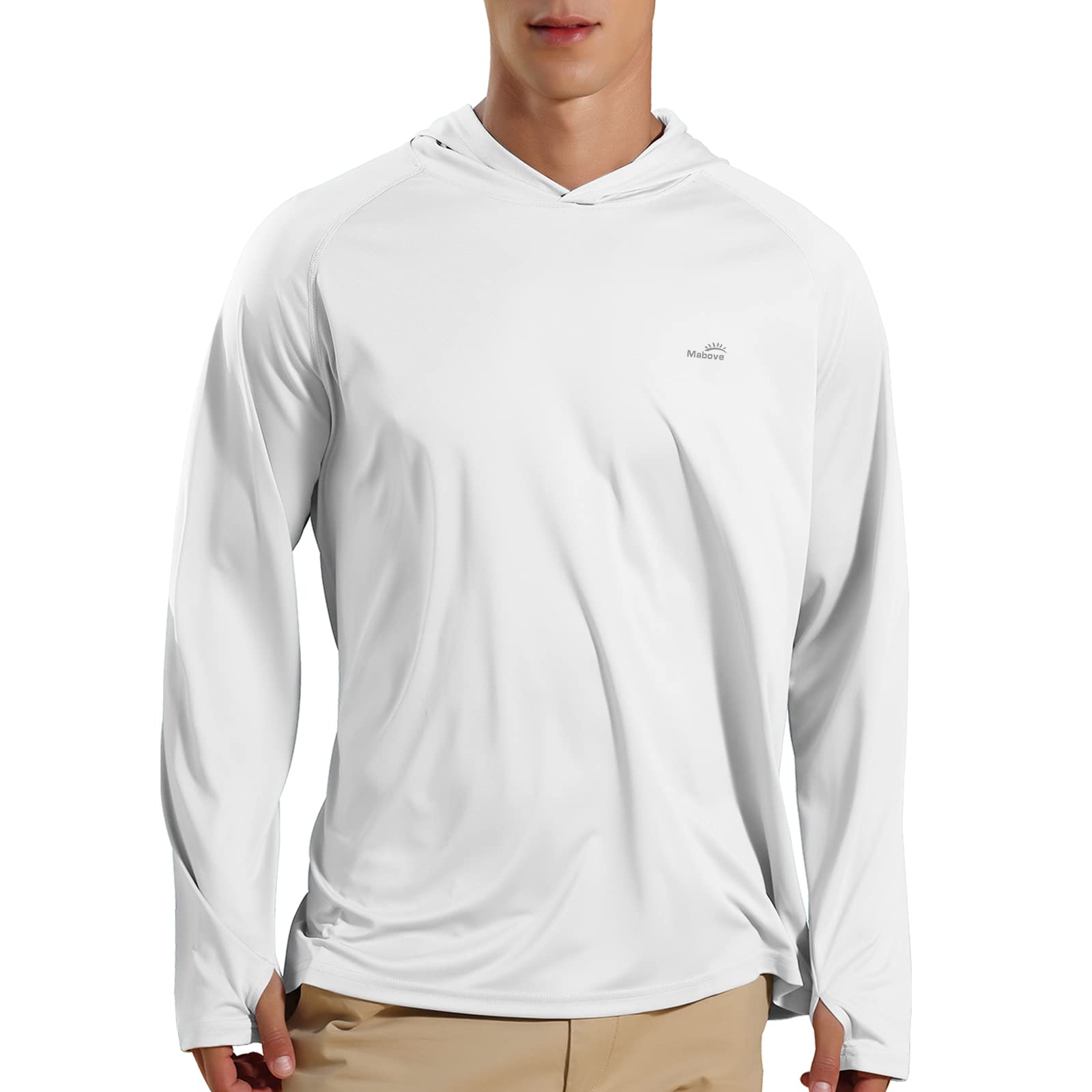 Lumeqa Men's UPF 50 Hoodie Shirts Long Sleeve Sun Protection Fishing Swim Lightweight UV SPF Running Rash Guard Quick Dry Shirt Sky Blue Xxl