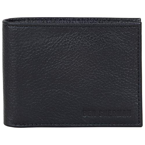 Ben Sherman Men’s Slimfold Genuine Full-Grain Leather Anti-Theft RFID Security Wallet With ID