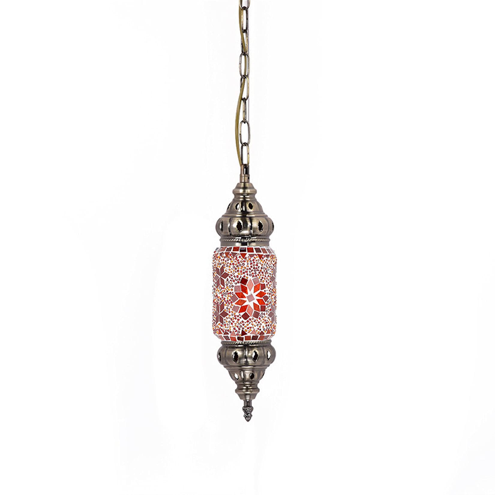 BOTOWI 4-Inch Turkish Lantern Ceiling Pendant Lamps Moroccan Mosaic Decorative Hanging Lighting Fixture for Gifts Bedroom Living Room Bar Cafe, 110V-240V,A