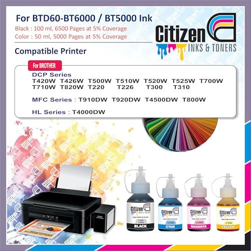 Image of BT6000 Refill Ink Bottle | Compatible with Brother Printers - DCP-T220, DCP-T226, DCP-T420W, DCP-T426W, DCP-T520W, DCP-T525W | High Print Quality | Leak-Proof (Pack 2 : Black)